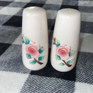 Vintage Japan Rose salt and pepper shakers with prayer on back
